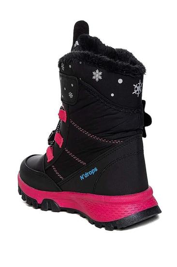 Hkursat Nds Cırtlı Siyah Fuşya Kız Çocuk Kar Botu Ayakkabı