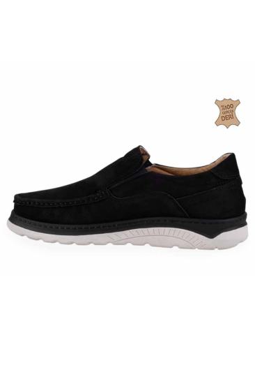 Hkursat Siyah Nubuk Hakiki Deri Erkek Günlük Ayakkabı