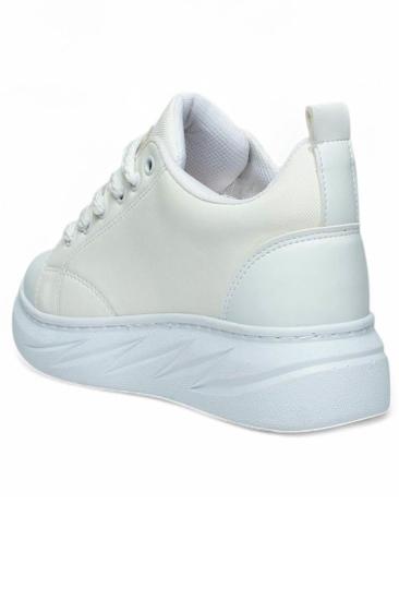 Hkursat Mdl Beyaz Bağcıklı Keten Kadın Spor Ayakkabı