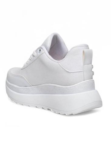 Hkursat Mdl Beyaz Cilt Bağcıklı Kadın Spor Ayakkabı
