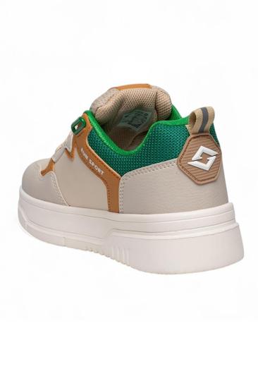 Hkursat Slz Bej Yeşil Cilt Bağcıklı Kadın Spor Ayakkabı