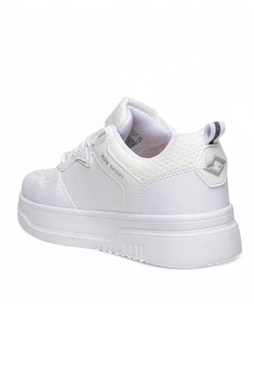 Hkursat Slz Beyaz Gümüş Cilt Bağcıklı Kadın Spor Ayakkabı
