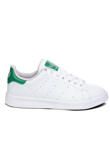 Hkursat Bls Beyaz Yeşil Bağcıklı Cilt Kadın Spor Ayakkabı