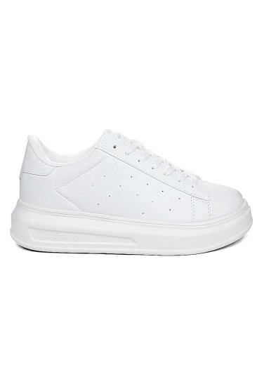 Hkursat Drk Beyaz Bağcıklı Cilt Kadın Spor Ayakkabı