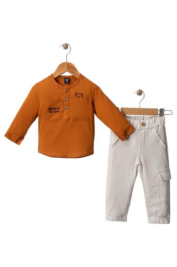 Hkursat Cnz Turuncu Keten Gömlek Erkek Çocuk Takım