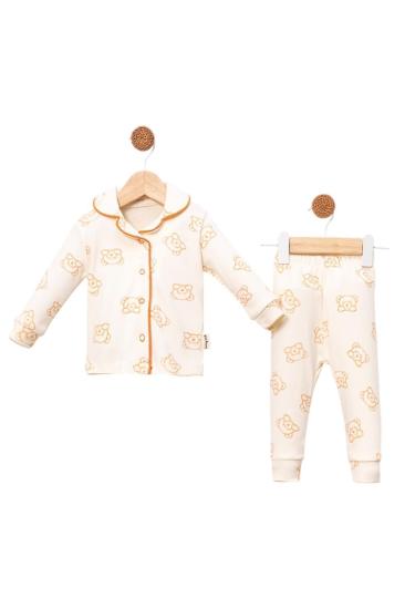 Hkursat Bbc Kahve Lüks Çıtçıtlı Kız Bebe Pijama Takımı