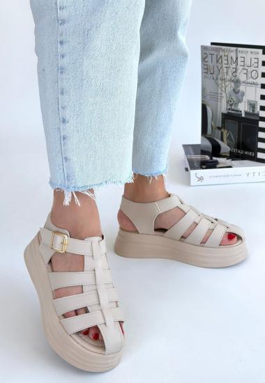 Hkursat Toten Bej Cilt Kemerli Sandalet