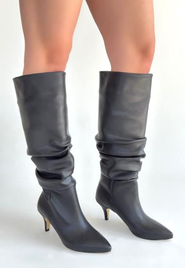 Bluefeet Siyah Cilt Kadın Topuklu Çizme