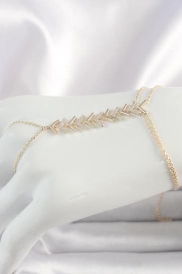 Hkursat Pirinç Gold Renk Zirkon Taşlı V Model Kadın Şahmeran