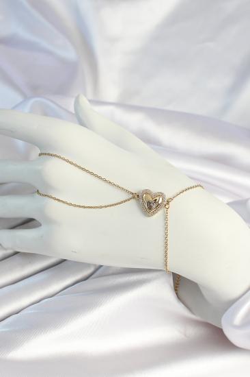 Hkursat 316L Çelik Zincirli Gold Renk Kalp Figürlü Şahmeran