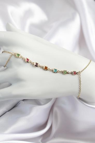 Hkursat Pirinç Renkli Kare Zirkon Taşlı Y Model Gold Renk Kadın Şahmeran