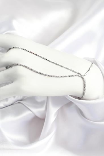 Hkursat Pirinç Zirkon Taşlı Ezme Zincir Model Gümüş Renk Kadın Şahmeran