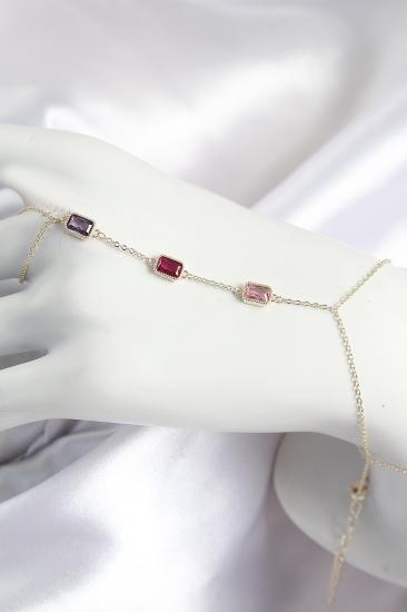 Hkursat Pirinç Renkli Zirkon Taşlı Dikdörtgen Model Gold Renk Kadın Şahmeran