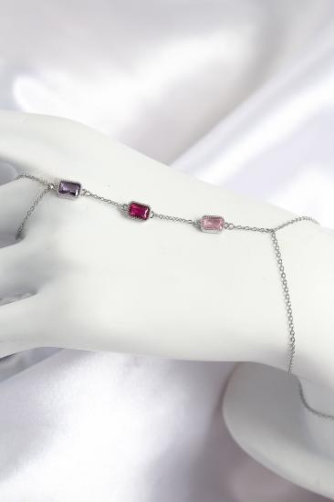 Hkursat Pirinç Renkli Zirkon Taşlı Dikdörtgen Model Gümüş Renk Kadın Şahmeran