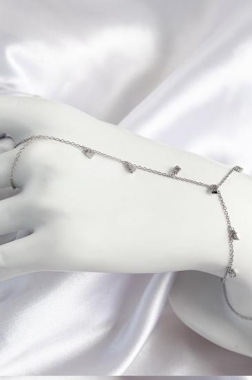 Hkursat Pirinç Zirkon Taşlı Sallantılı Model Gümüş Renk Kadın Şahmeran