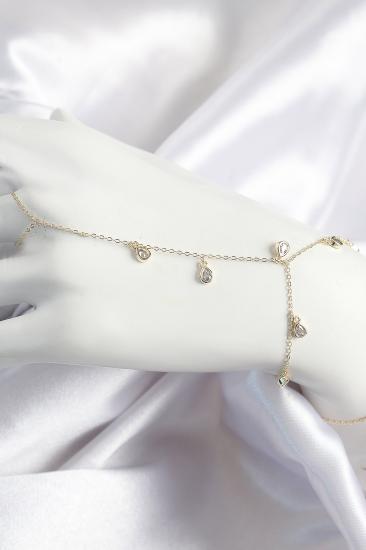 Hkursat Pirinç Zirkon Taşlı Sallantılı Damla Model Gold Renk Kadın Şahmeran