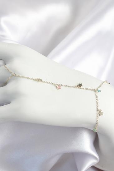 Hkursat Pirinç Renkli Zirkon Taşlı Sallantılı Yıldızlı Model Gold Renk Kadın Şahmeran