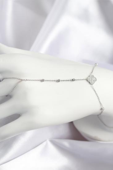 Hkursat Pirinç Zirkon Taşlı Yonca Model Gümüş Renk Şahmeran