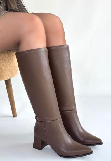 Bluefeet Acı Kahve Cilt Topuklu Kadın Çizme