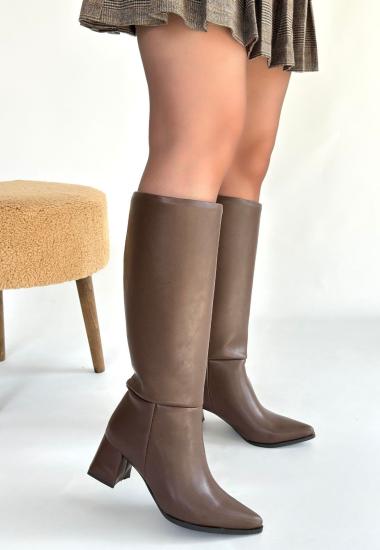 Bluefeet Acı Kahve Cilt Topuklu Kadın Çizme