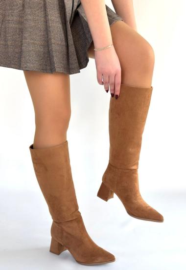 Bluefeet Taba Süet Topuklu Kadın Çizme