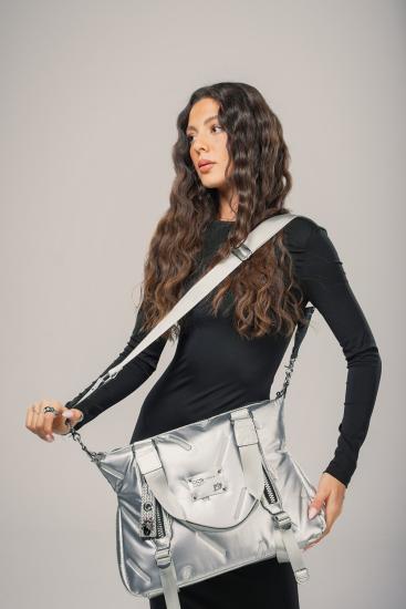 Hkursat Tiven Gri Cilt Omuz Ve Kol Çantası