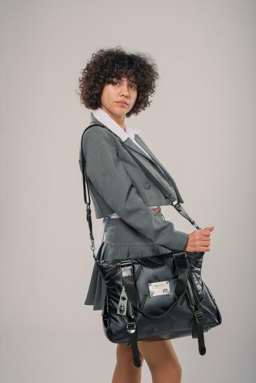 Hkursat Tiven Siyah Cilt Omuz Ve Kol Çantası