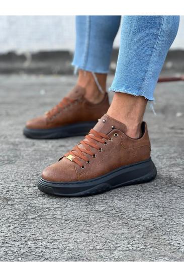 Hkursat HK501 Taba Siyah Erkek Yüksek Taban Ayakkabı