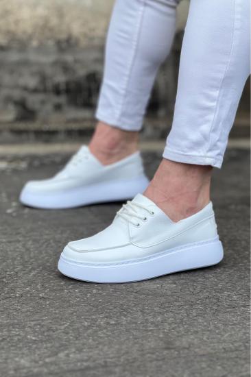 Hkursat HK508 Beyaz Cilt Ortopedik Taban Erkek Casual Ayakkabı