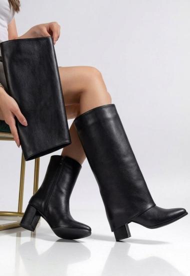 Bluefeet Siyah Cilt Topuklu Tak Çıkar Çizme
