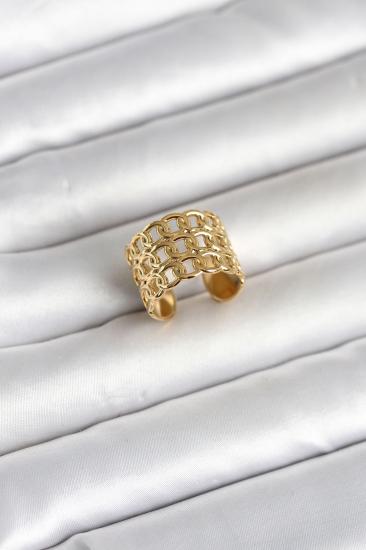 316L Çelik Gold Renk Zincir Model Kadın Yüzük