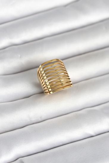 316L Çelik Gold Renk Plaka Model Kadın Yüzük