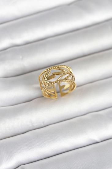 316L Çelik Gold Renk Başak Model Kadın Yüzük