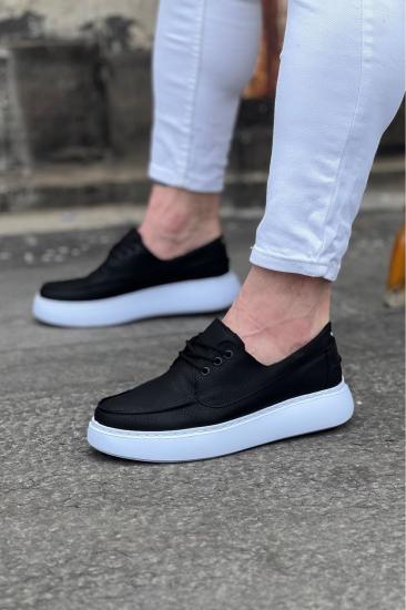 Hkursat STP508 Siyah Cilt Ortopedik Taban Erkek Casual Ayakkabı