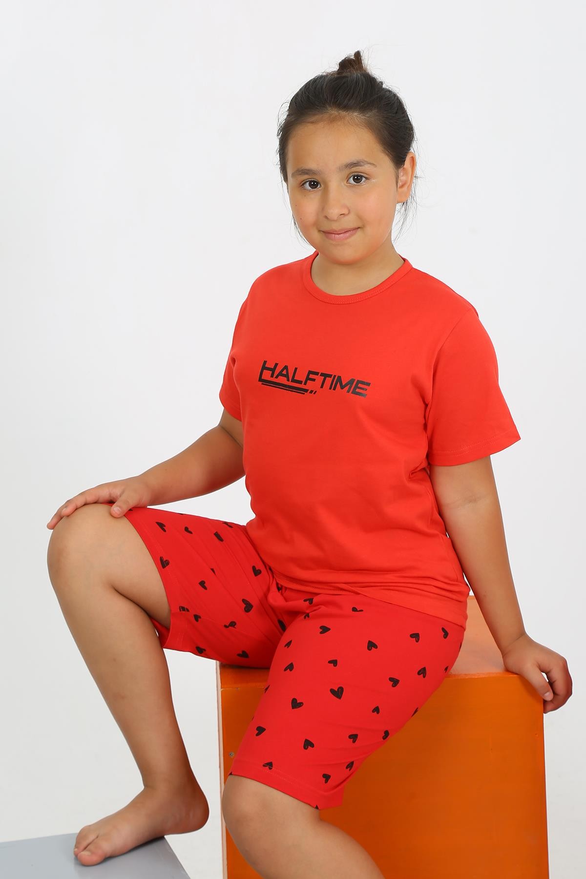 Hkursat Kız Çocuk Şortlu Kısa Kol Penye Pijama Takım 20431