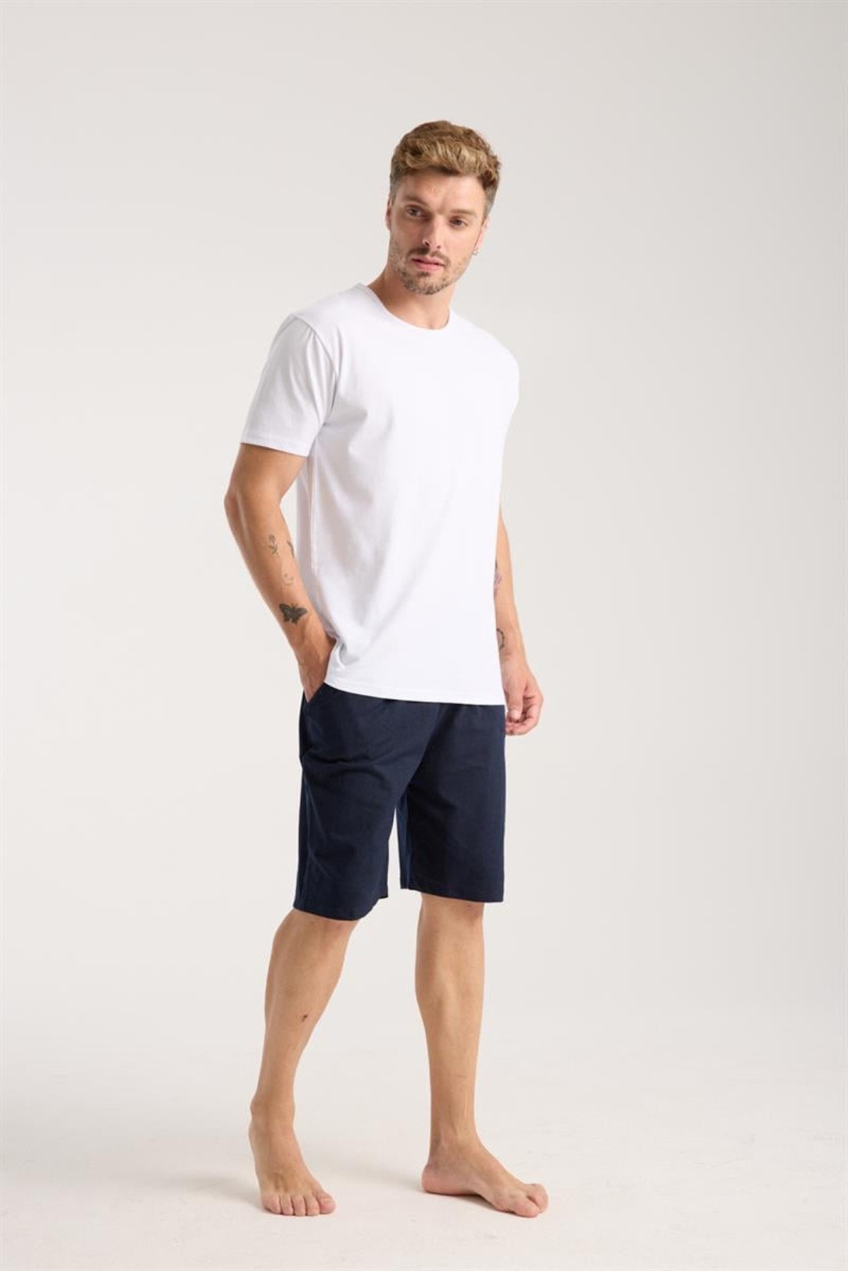 Hkursat Erkek Cepli Lakost Pamuk Penye Şort Lacivert