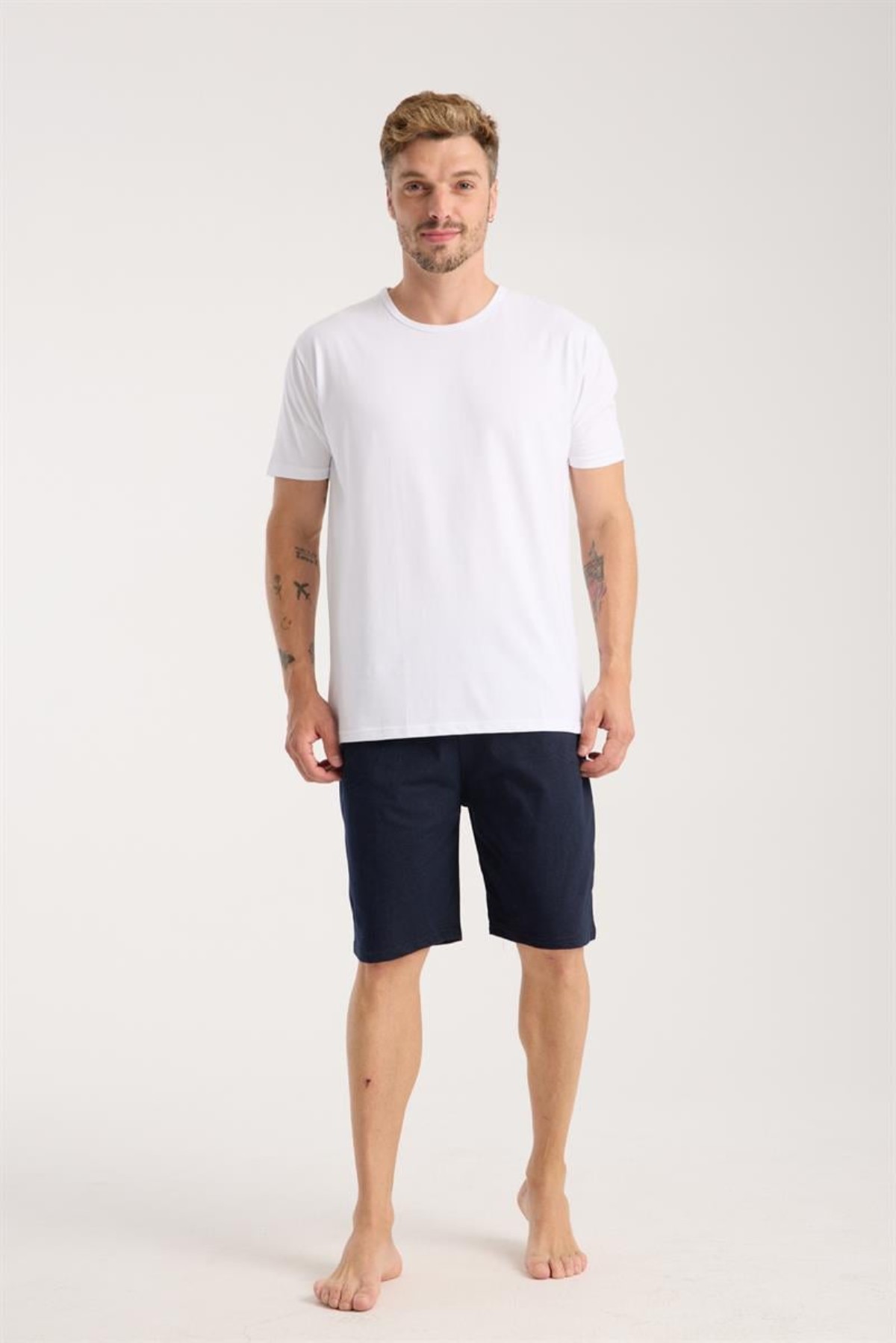 Hkursat Erkek Cepli Lakost Pamuk Penye Şort Lacivert