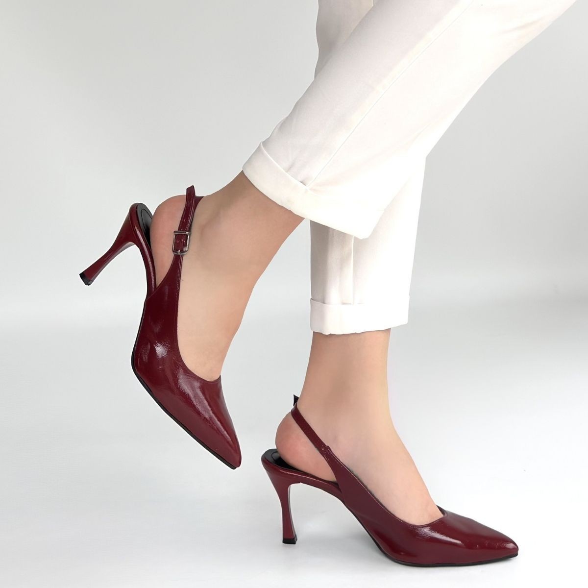 Bluefeet Bordo Rugan Kadın Topuklu Ayakkabı