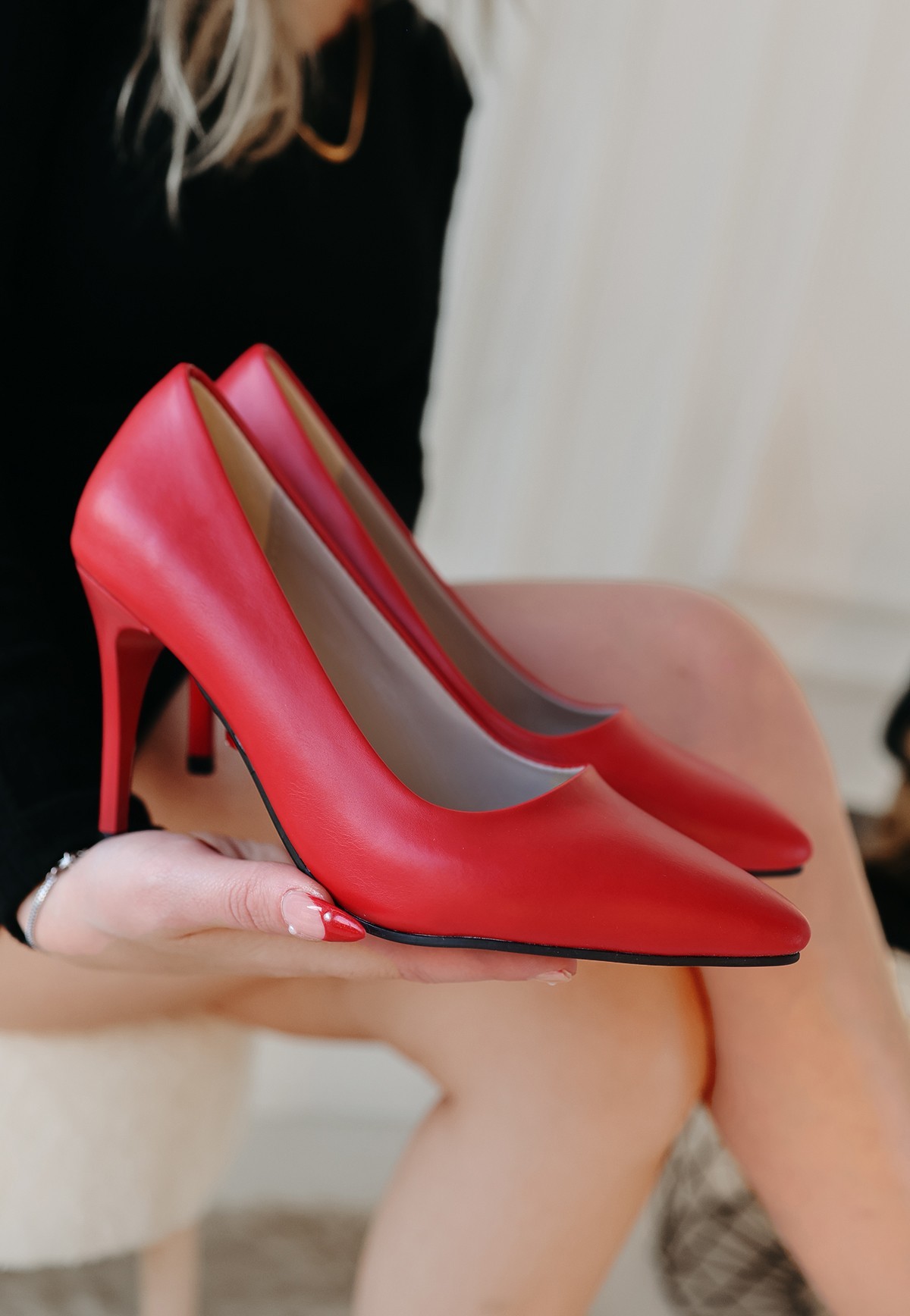 Bluefeet Kırmızı Cilt Kadın Stiletto Ayakkabı