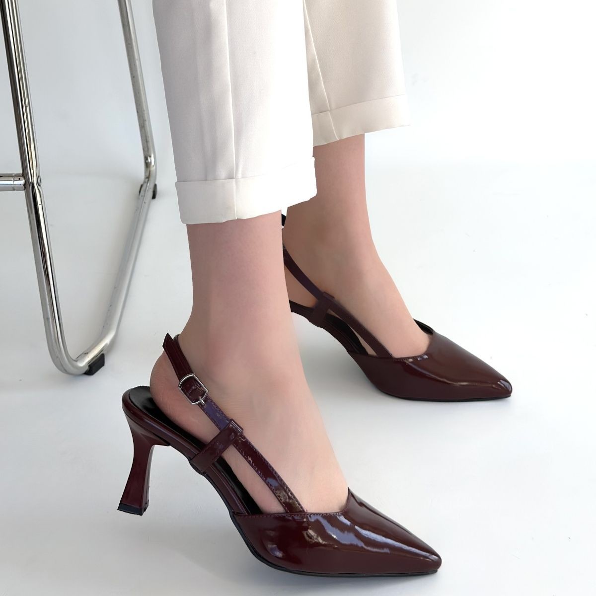 Bluefeet Bordo Rugan Topuklu Ayakkabı