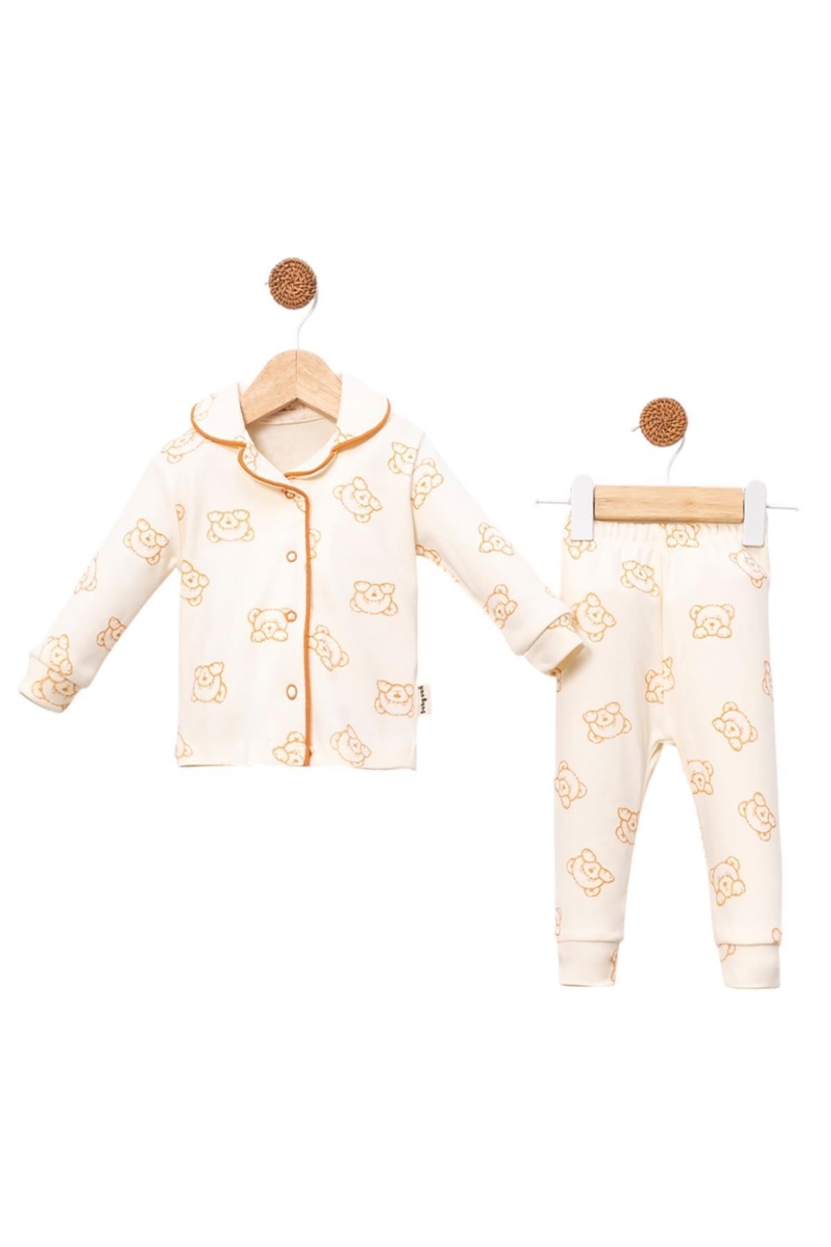 Hkursat Bbc Kahve Lüks Çıtçıtlı Kız Bebe Pijama Takımı