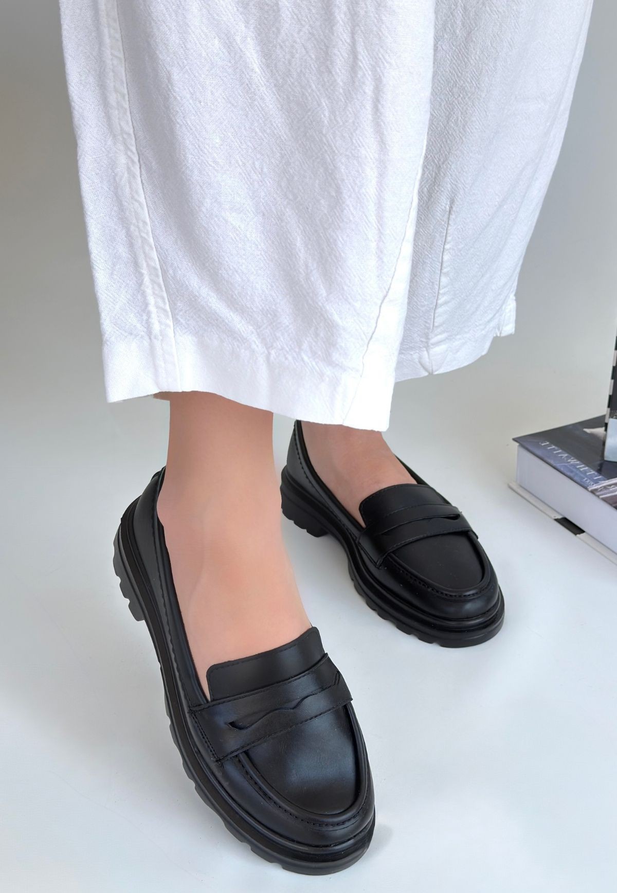 Bluefeet Siyah Cilt Oxford Kadın Ayakkabı
