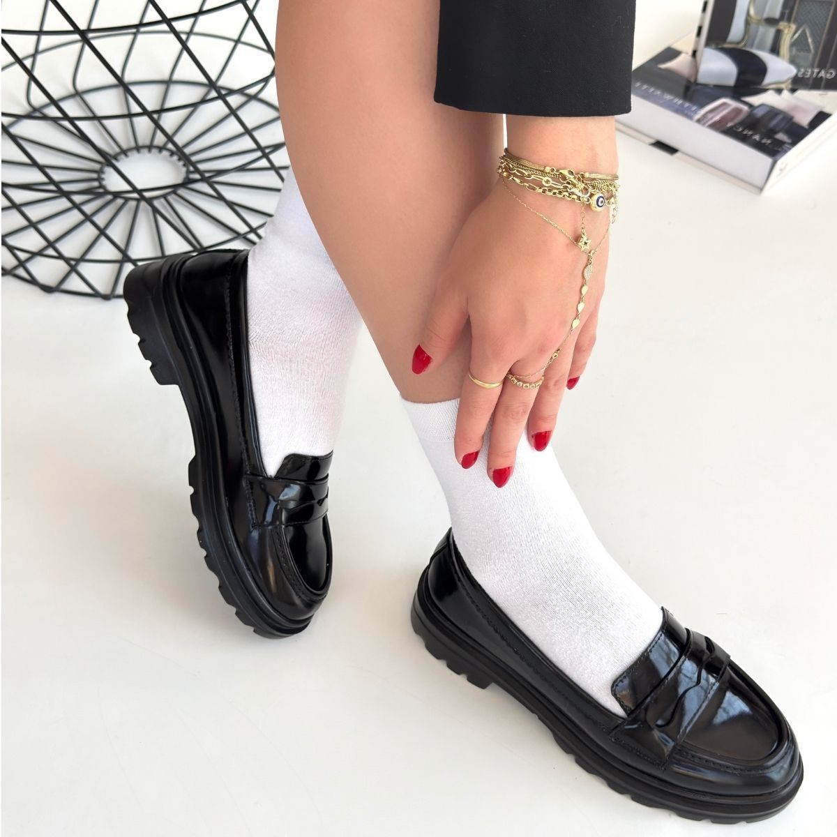 Bluefeet Siyah Rugan Oxford Kadın Ayakkabı