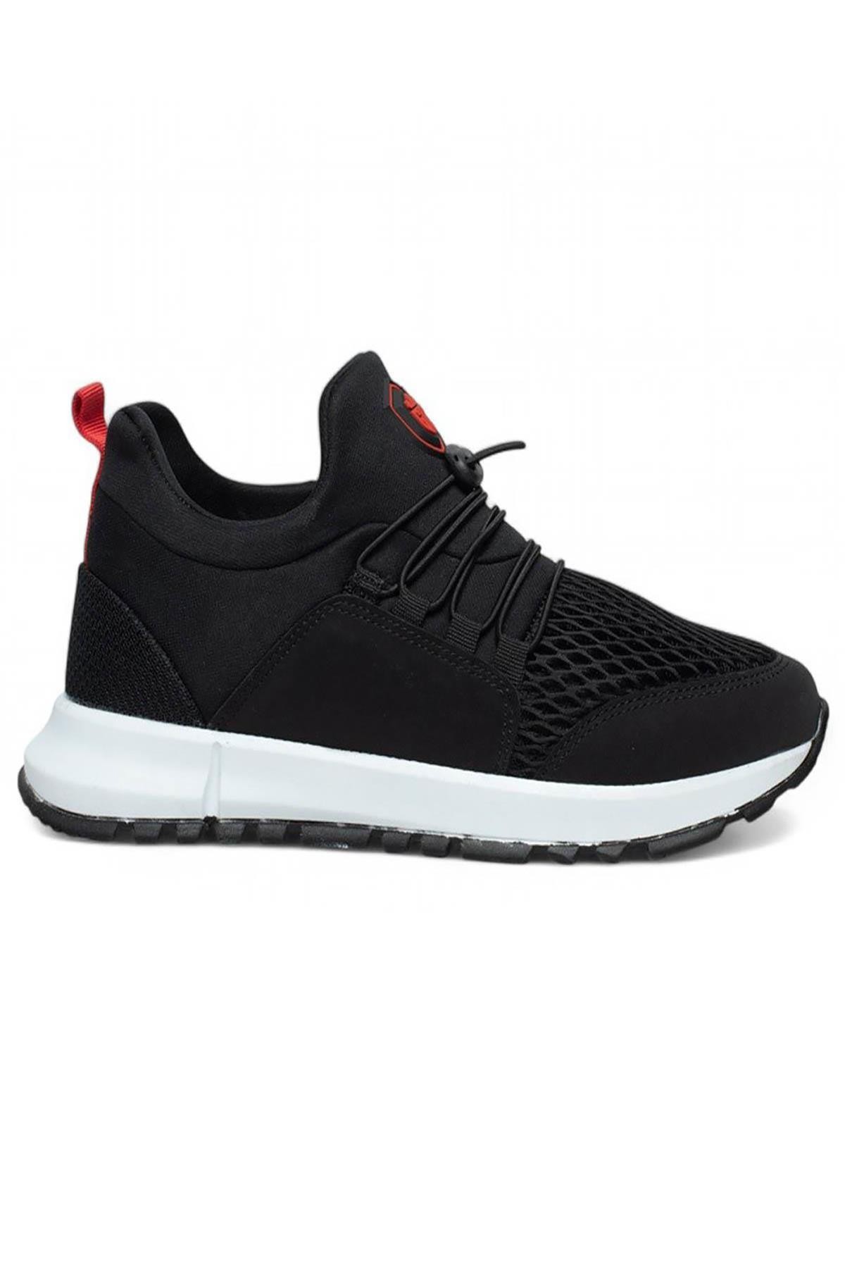 Bluefeet Glc Siyah Kırmızı Erkek Fileli Sneaker Spor Ayakkabı