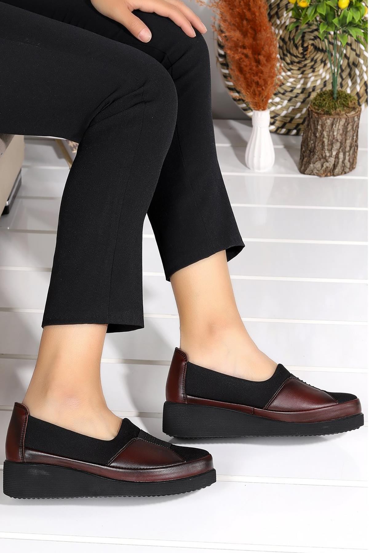 Bluefeet Bordo Günlük Rahat Taban Anne Ayakkabı HS00320